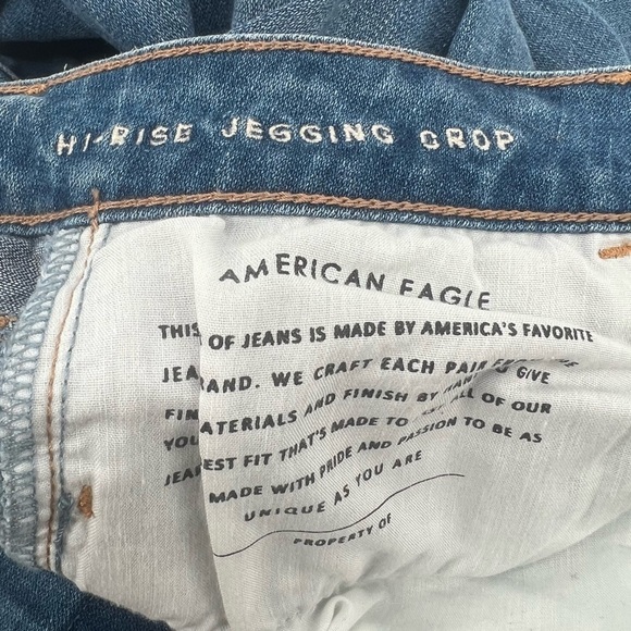 American Eagle Outfitters Hi Rise Distressed Crop Denim Jeggings Size 8 Women’s - Picture 6 of 6